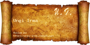 Ungi Irma névjegykártya